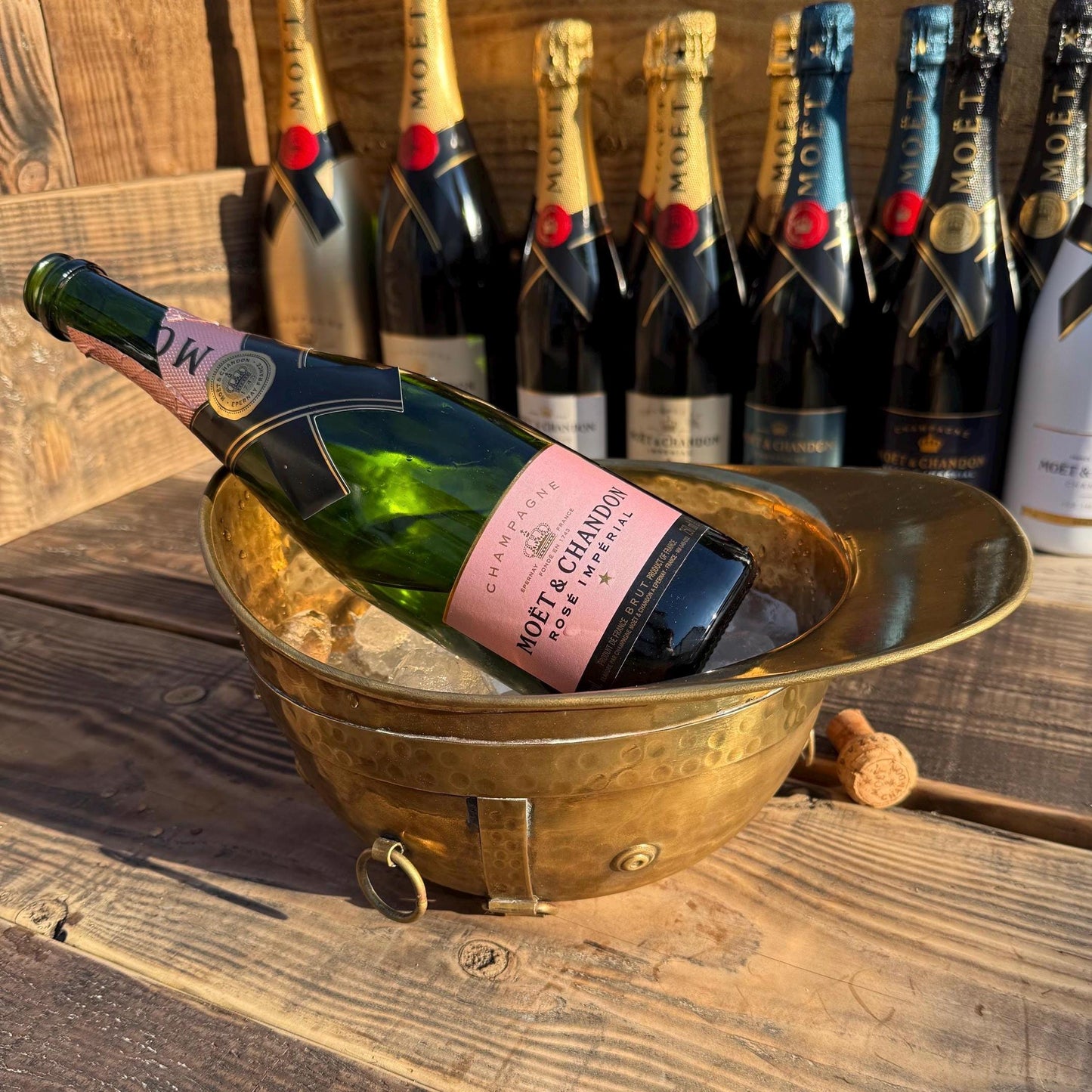 Polo Helmet Solid Antique Brass Champagne Ice Bucket | Wine Cooler