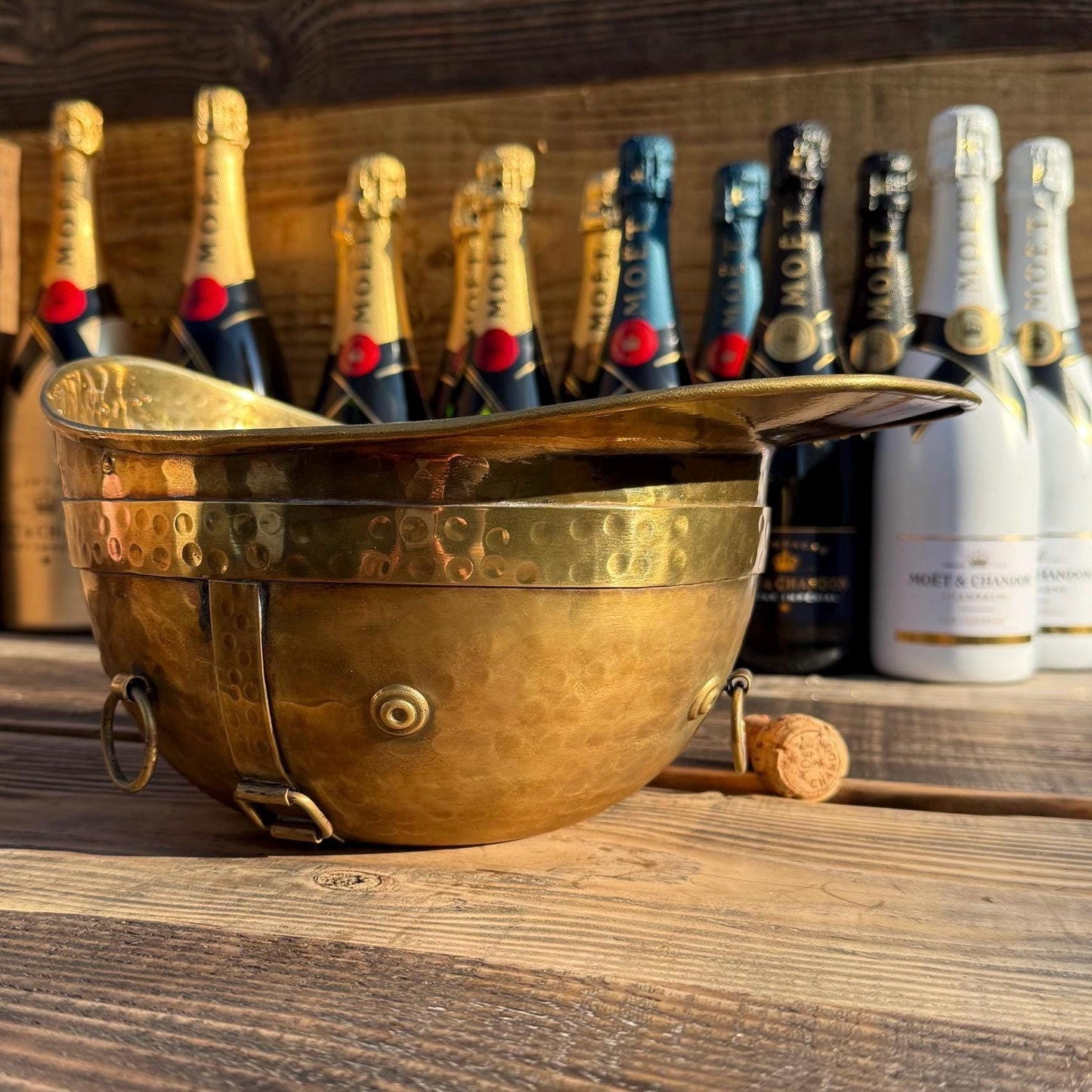 Polo Helmet Solid Antique Brass Champagne Ice Bucket | Wine Cooler