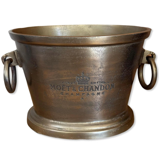 Moët & Chandon Antique Brass Great Gatsby ~ Solid Cast Engraved Champagne Ice Bucket | Wine Cooler