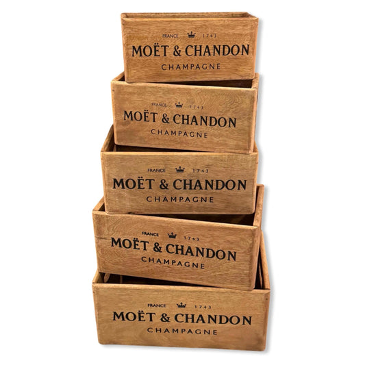 Storage Wooden Boxes Moët & Chandon Champagne Crates Natural Finish