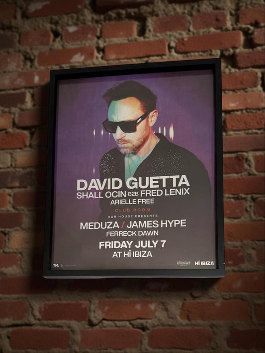 Hï Ibiza ~ David Guetta Genuine Official Framed Dj Artwork Travel Poster | Luxury Black Frame