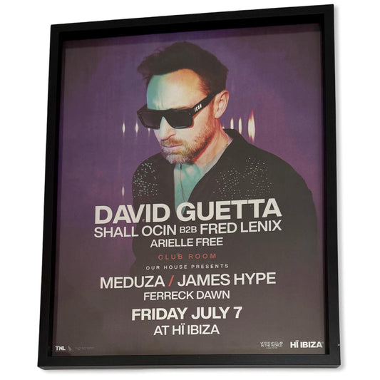 Hï Ibiza ~ David Guetta Genuine Official Framed Dj Artwork Travel Poster | Luxury Black Frame