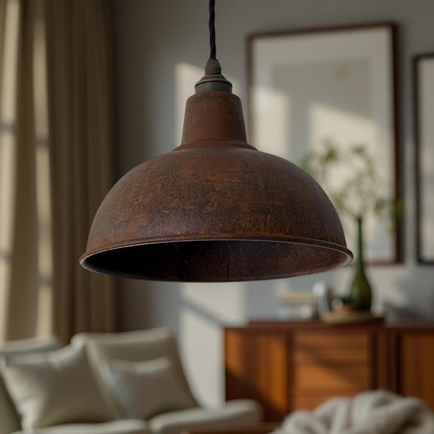 Salthouse - Rusted Solid Steel Lampshade Pendant Set Light - 10 Inch