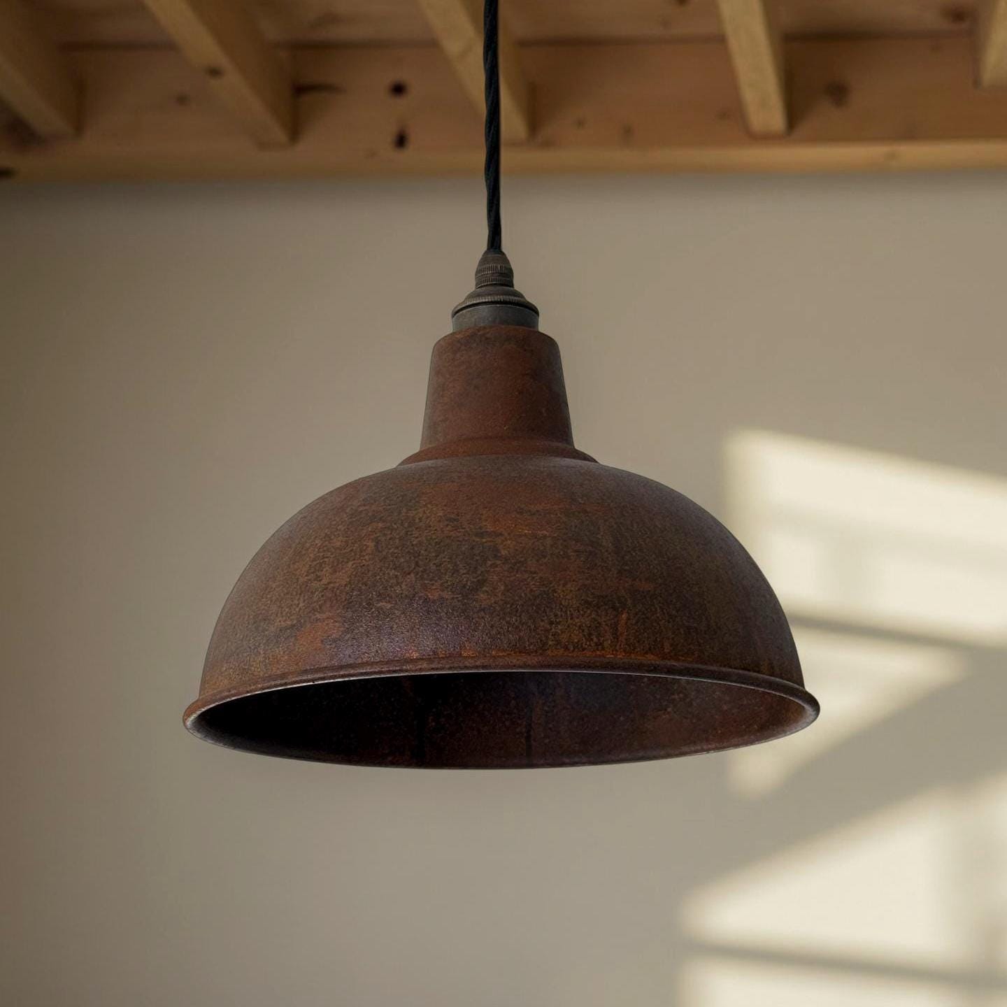 Salthouse - Rusted Solid Steel Lampshade Pendant Set Light - 10 Inch