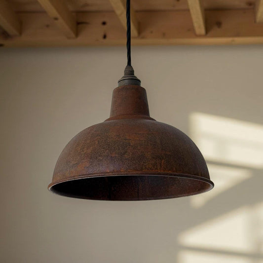 Salthouse - Rusted Solid Steel Lampshade Pendant Set Light - 10 Inch