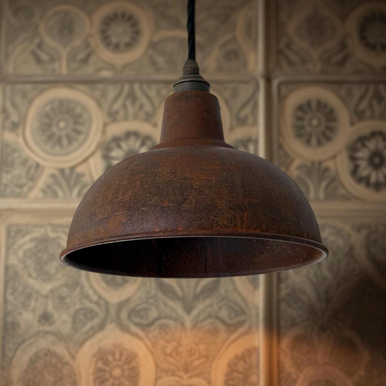 Salthouse - Rusted Solid Steel Lampshade Pendant Set Light - 10 Inch