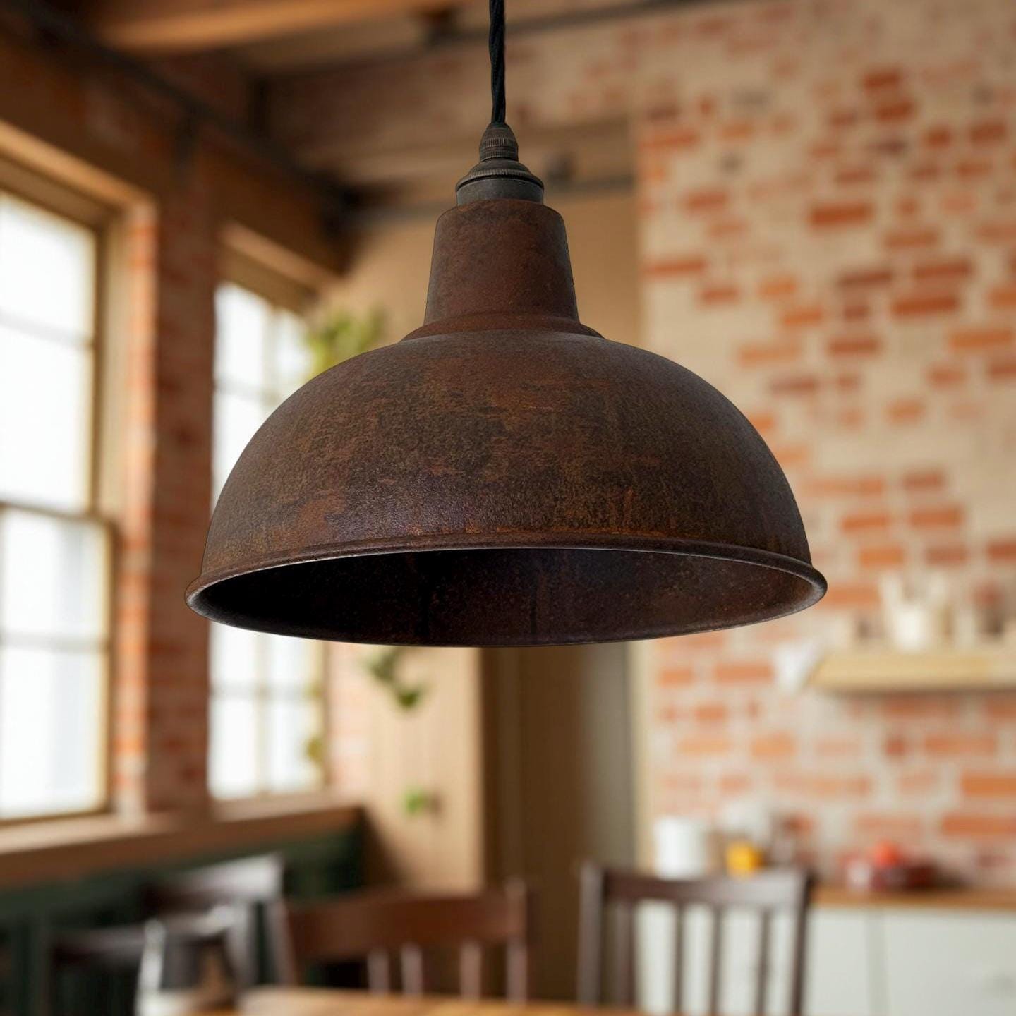 Salthouse - Rusted Solid Steel Lampshade Pendant Set Light - 10 Inch