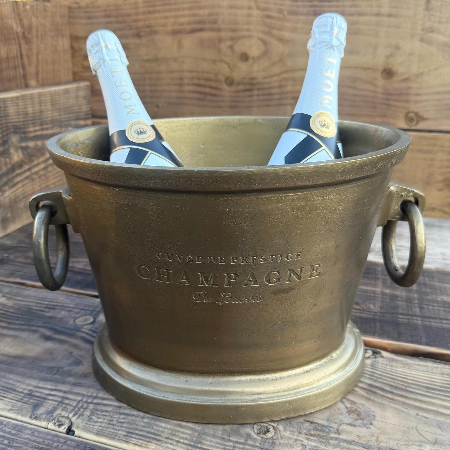 Antique Brass Great Gatsby ~ Solid Cast Engraved Champagne Ice Bucket | Wine Cooler