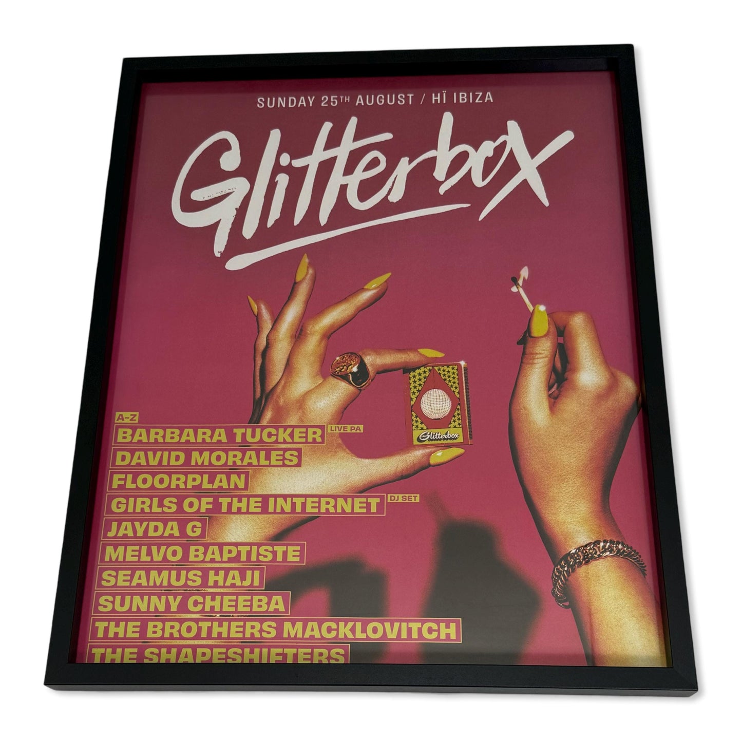 Glitterbox - Genuine Hi Ibiza Framed Dj Artwork | A3 Luxury Black Frame