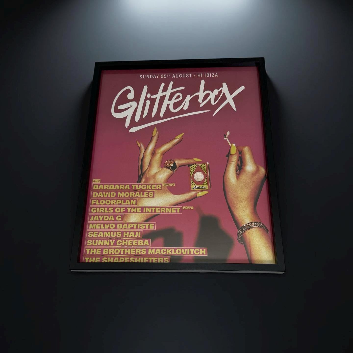 Glitterbox - Genuine Hi Ibiza Framed Dj Artwork | A3 Luxury Black Frame