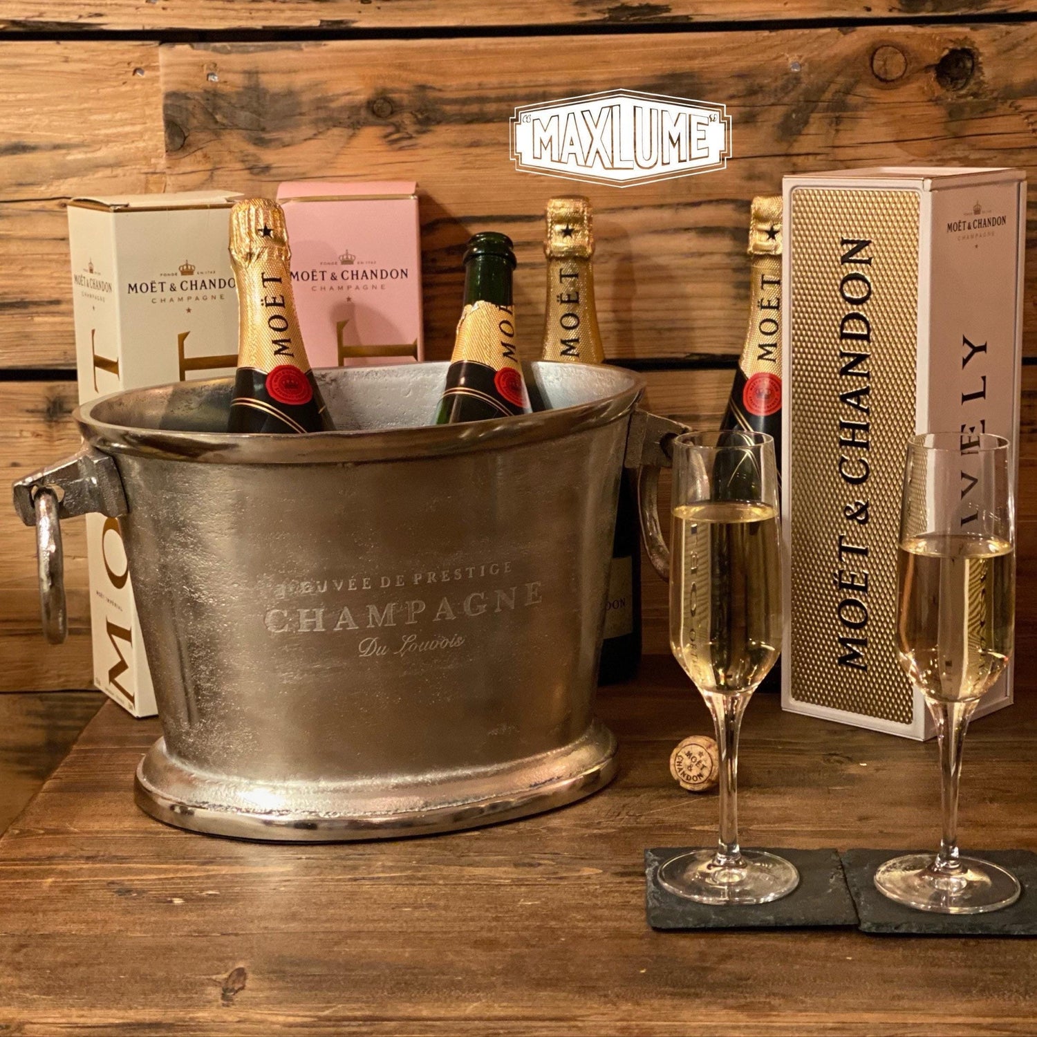 Great Gatsby ~ Solid Cast Engraved Champagne Large Ice Bucket | Wine Cooler Bath