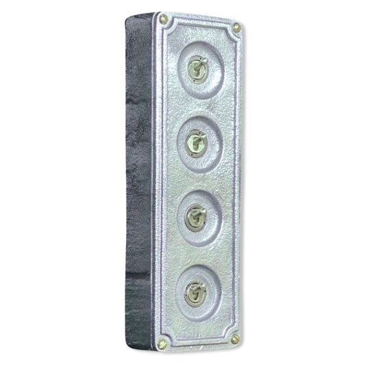4 Gang 2 Way Solid Cast Metal Conduit Light Switch Industrial - BS EN Approved Vintage Crabtree 1950’s Style