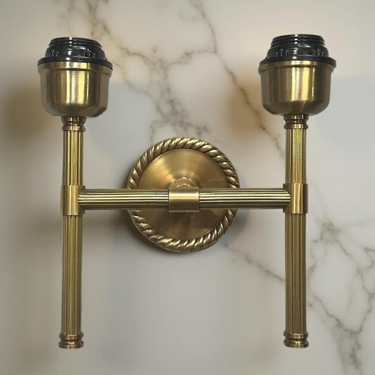 Felbrigg ~ Double Antique Brass Wall Sconce Industrial Vintage Light | Dining Room | Kitchen Table