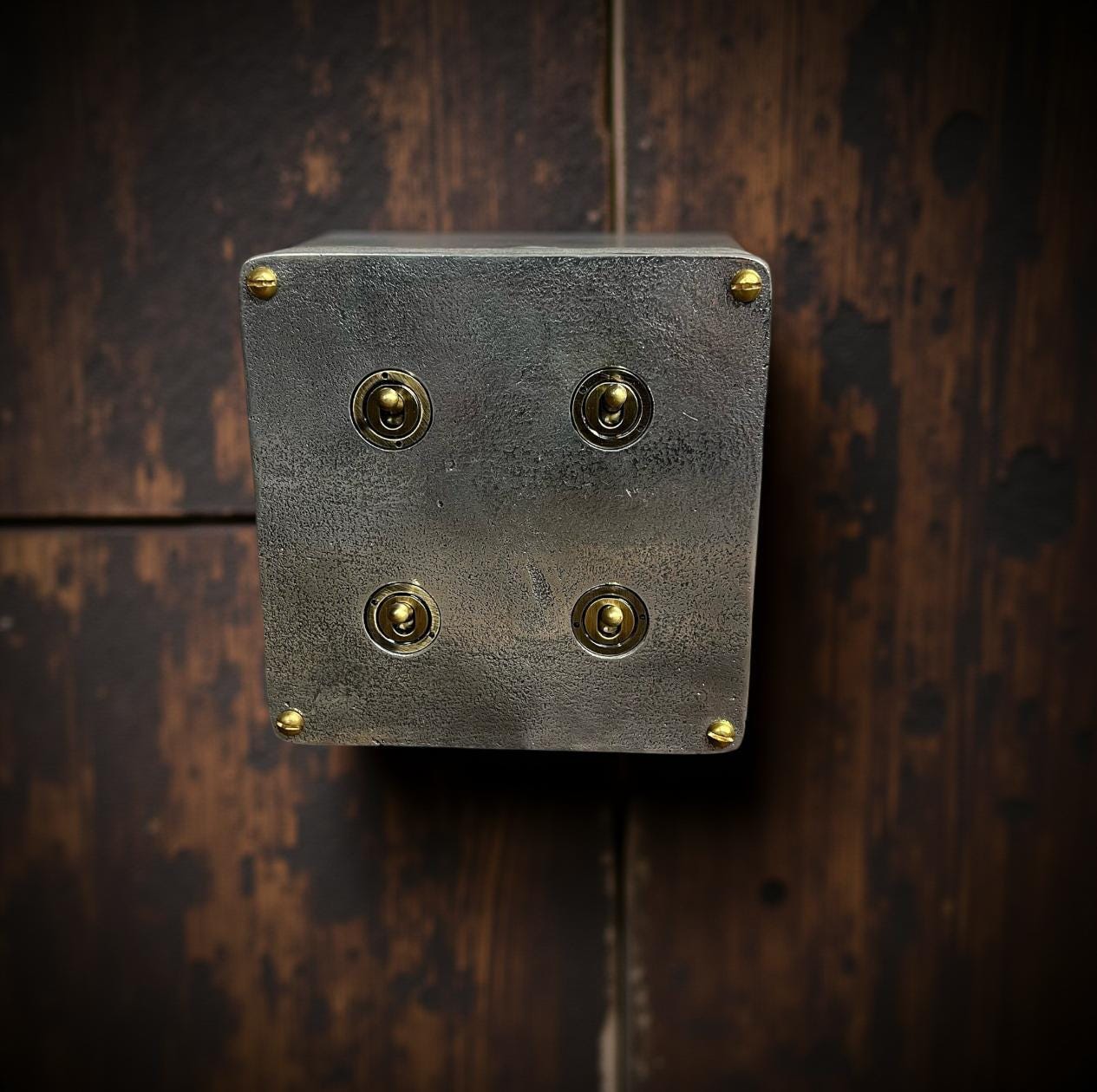 4 Gang 2 Way Solid Cast Metal Conduit Light Switch Industrial - BS EN Approved Vintage Crabtree 1950’s Style