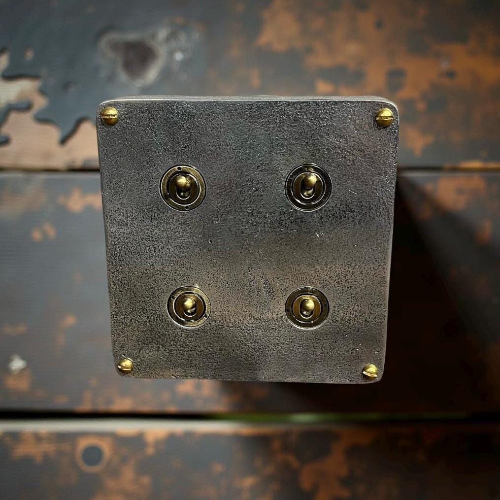 4 Gang 2 Way Solid Cast Metal Conduit Light Switch Industrial - BS EN Approved Vintage Crabtree 1950’s Style