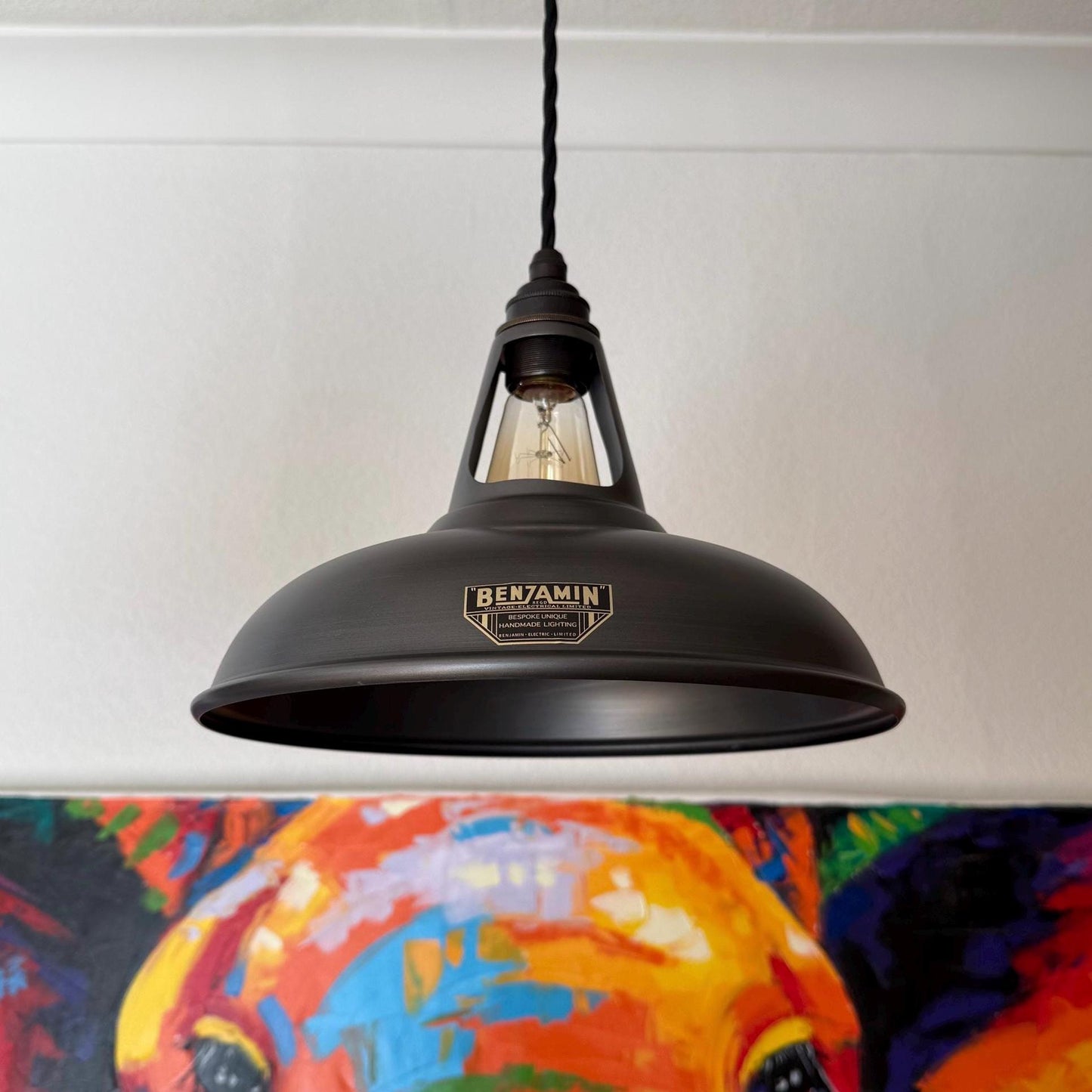 Cawston ~ 3 x Pewter Grey Lampshade Pendant Set Wooden Track Light | Dining Room Table | Kitchen Island Lighting