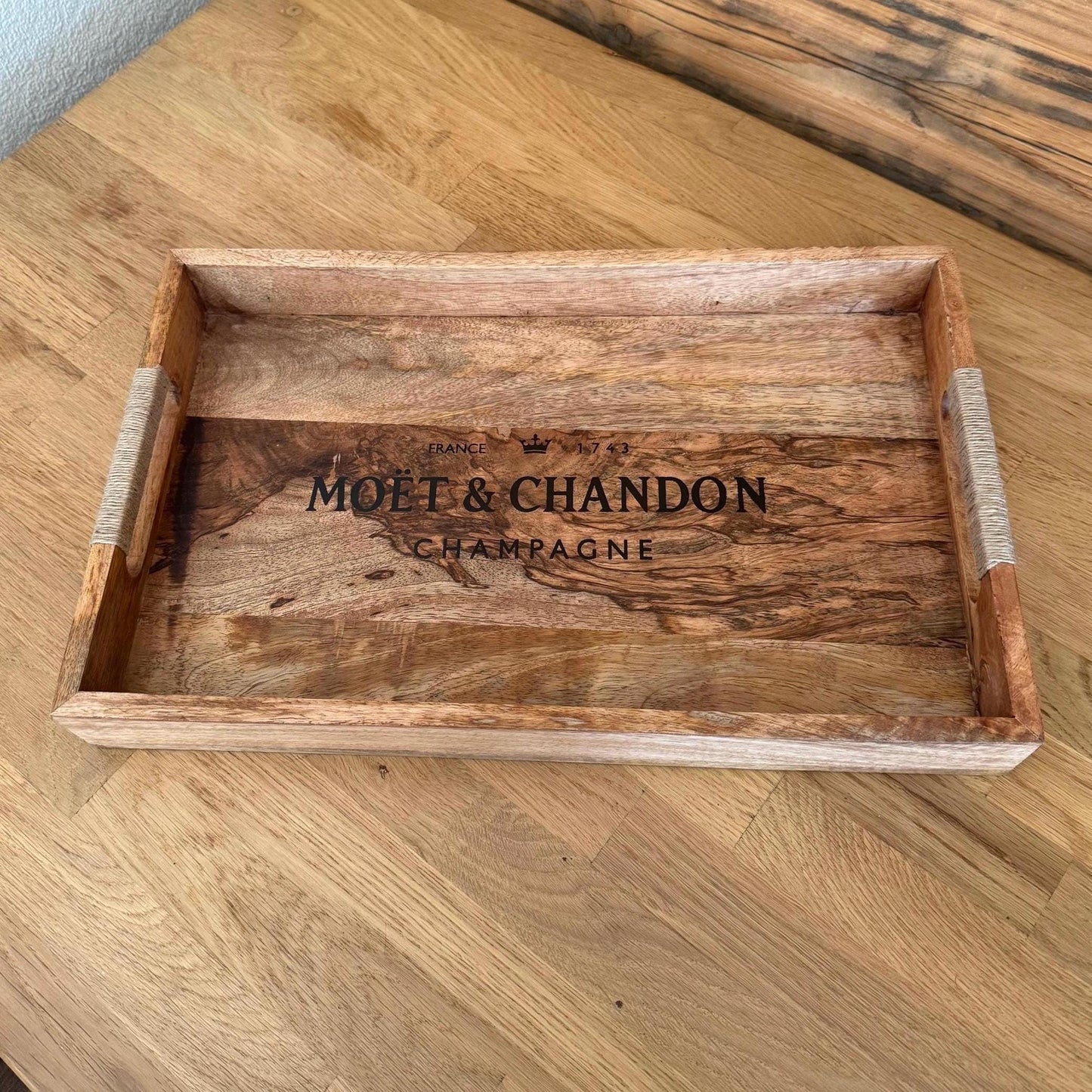 Wooden Serving Trays Moët & Chandon Champagne Butlers Crates Storage Boxes Natural Finish