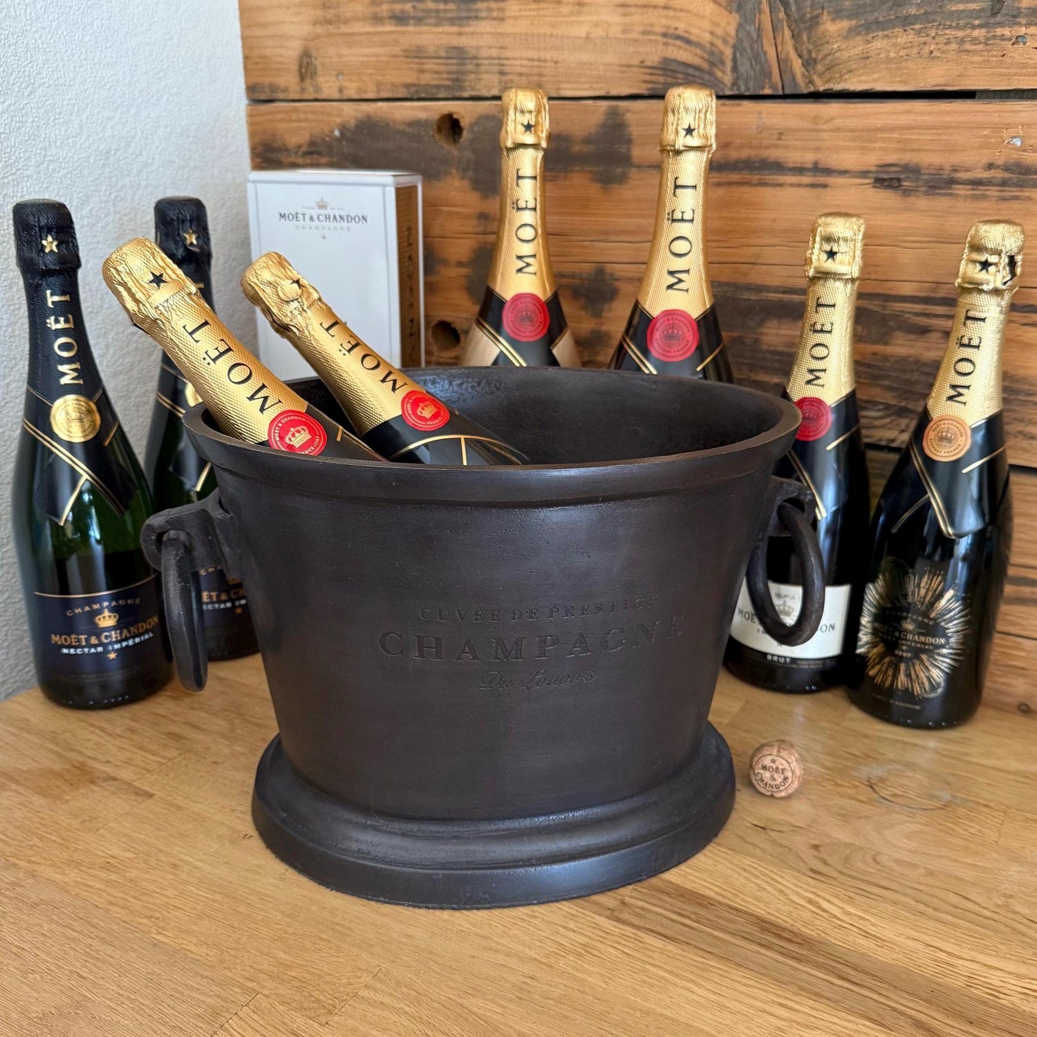 Black Copper ~ Great Gatsby ~ Solid Cast Engraved Champagne Ice Bucket | Wine Cooler