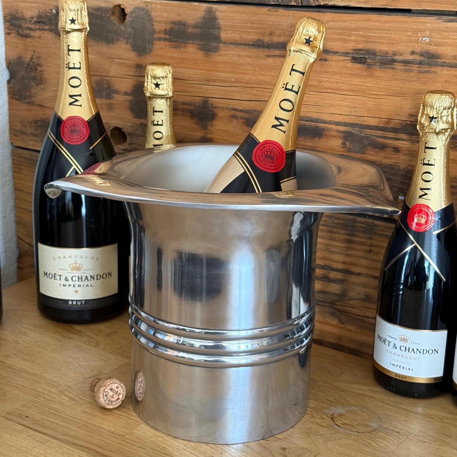 XL Top Hat ~ Solid Cast Champagne Ice Bucket | Wine Cooler Bath