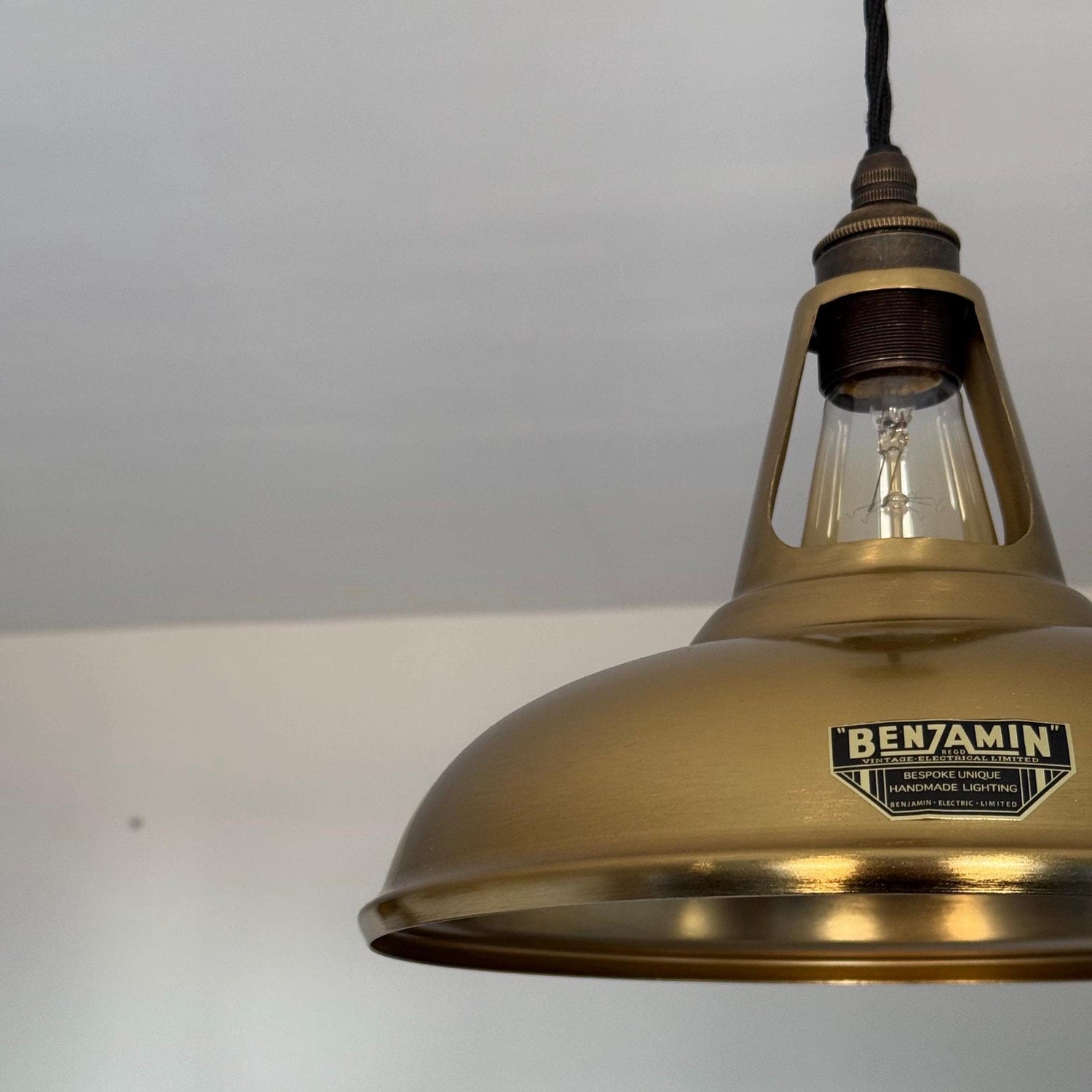 Cawston - Antique Brushed Brass Slotted Lampshade Pendant Ceiling Light - 11 Inch
