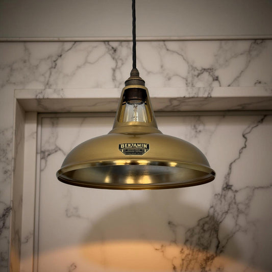 Cawston - Antique Brushed Brass Slotted Lampshade Pendant Ceiling Light - 11 Inch