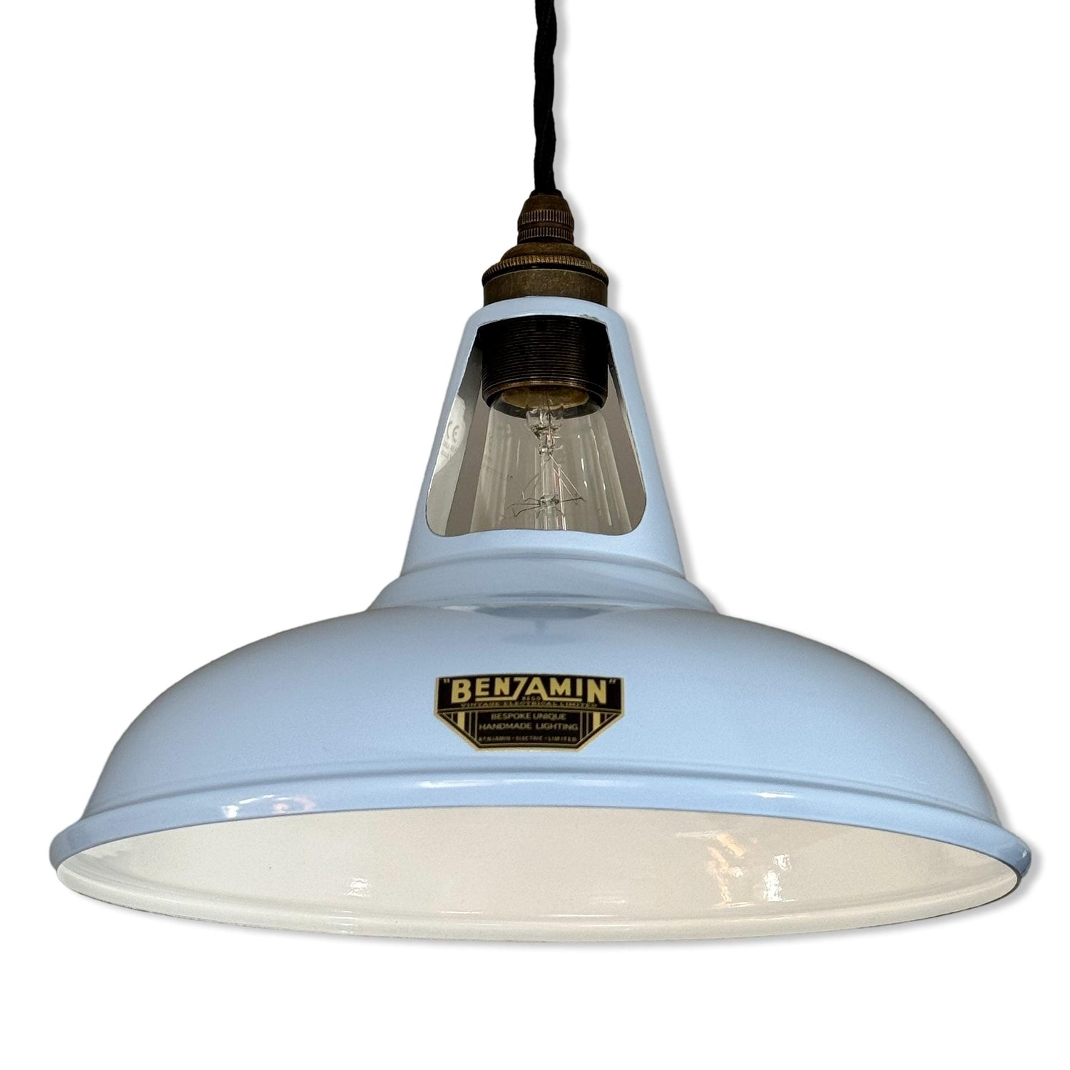 Cawston - Light Sky Blue Slotted Lampshade Pendant Set Light *Worn* - 11 Inch