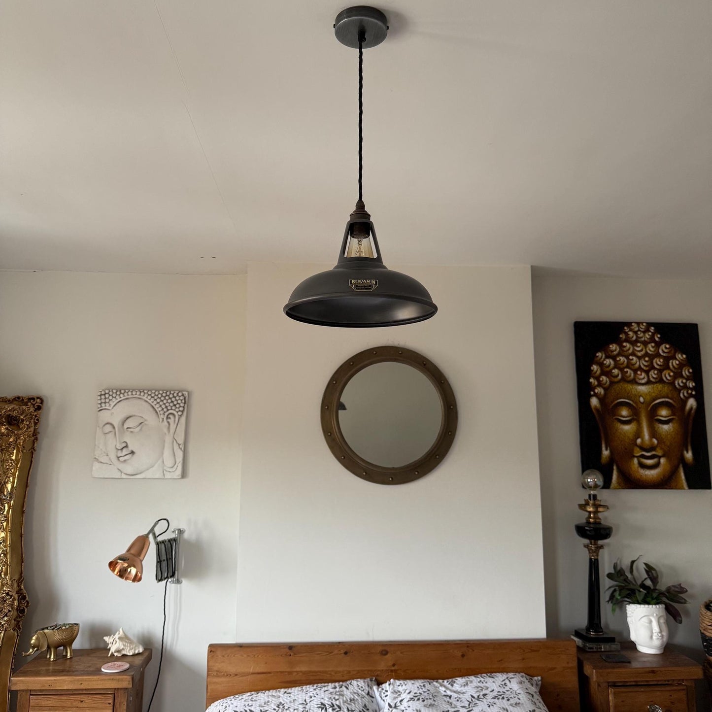 Cawston - Pewter Grey Slotted Lampshade Pendant Set Light - 11 Inch