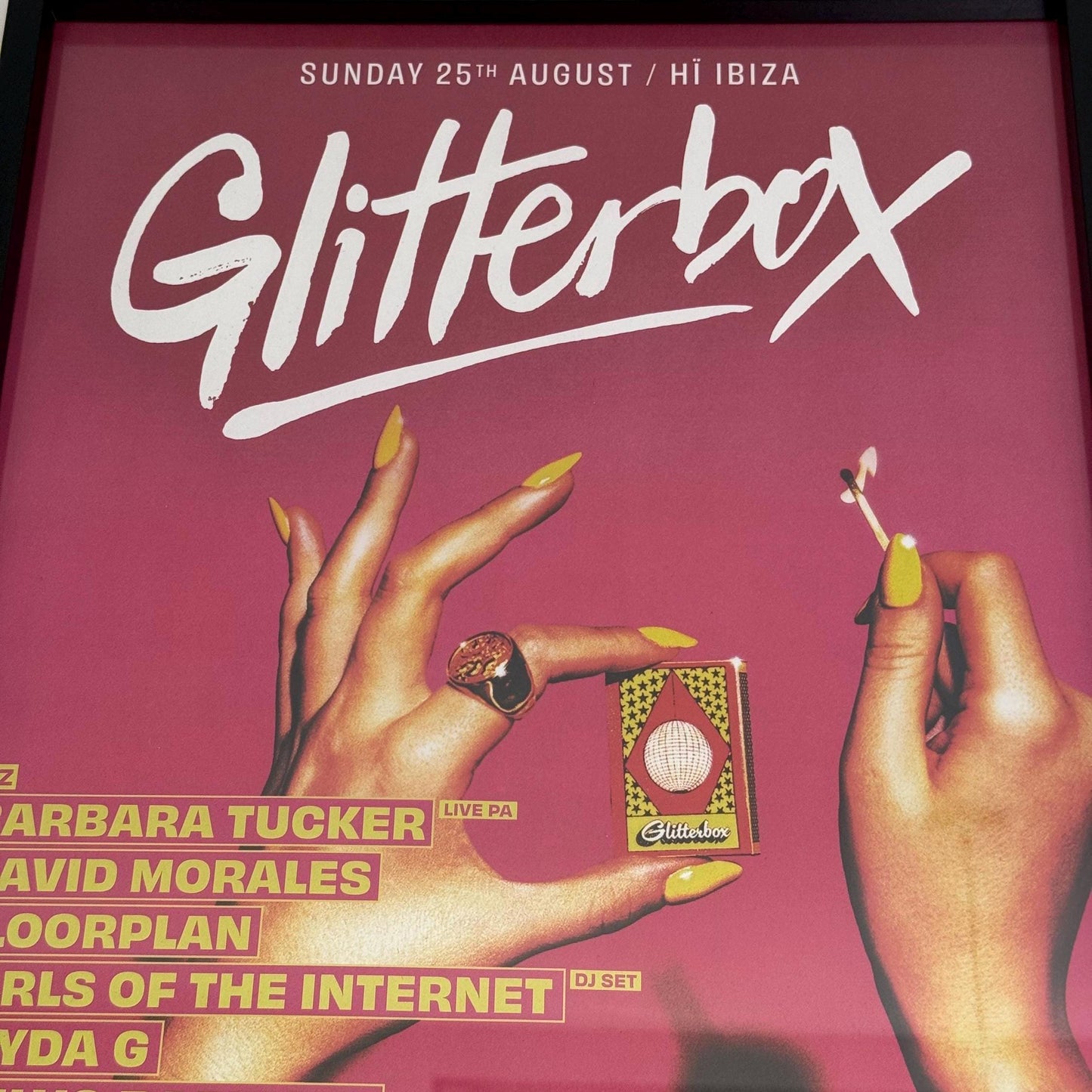 Glitterbox - Genuine Hi Ibiza Framed Dj Artwork | A3 Luxury Black Frame