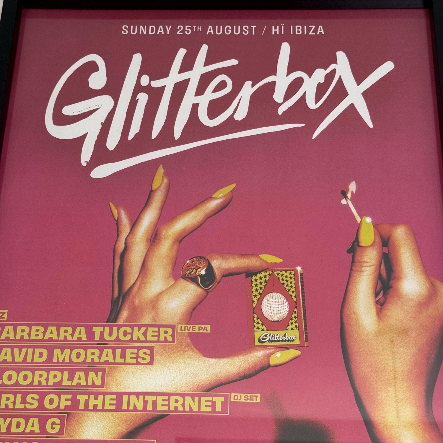 Glitterbox - Genuine Hi Ibiza Framed Dj Artwork | A3 Luxury Black Frame