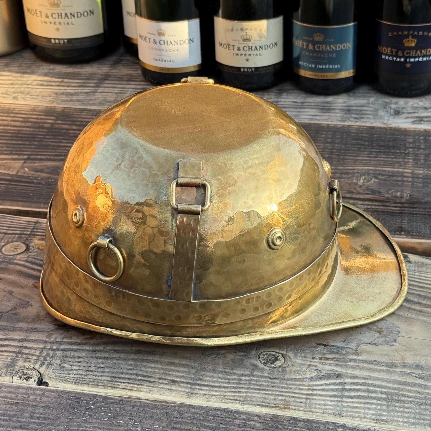 Polo Helmet Solid Antique Brass Champagne Ice Bucket | Wine Cooler