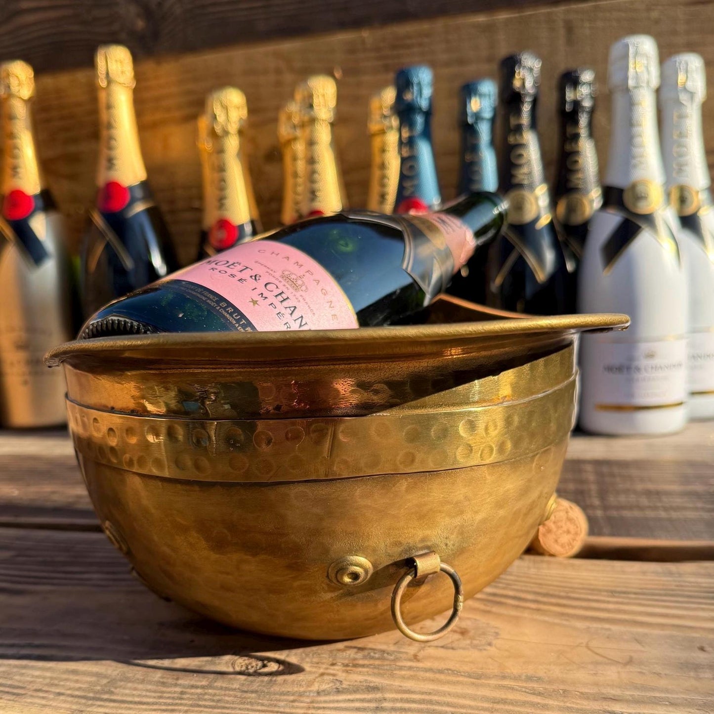 Polo Helmet Solid Antique Brass Champagne Ice Bucket | Wine Cooler