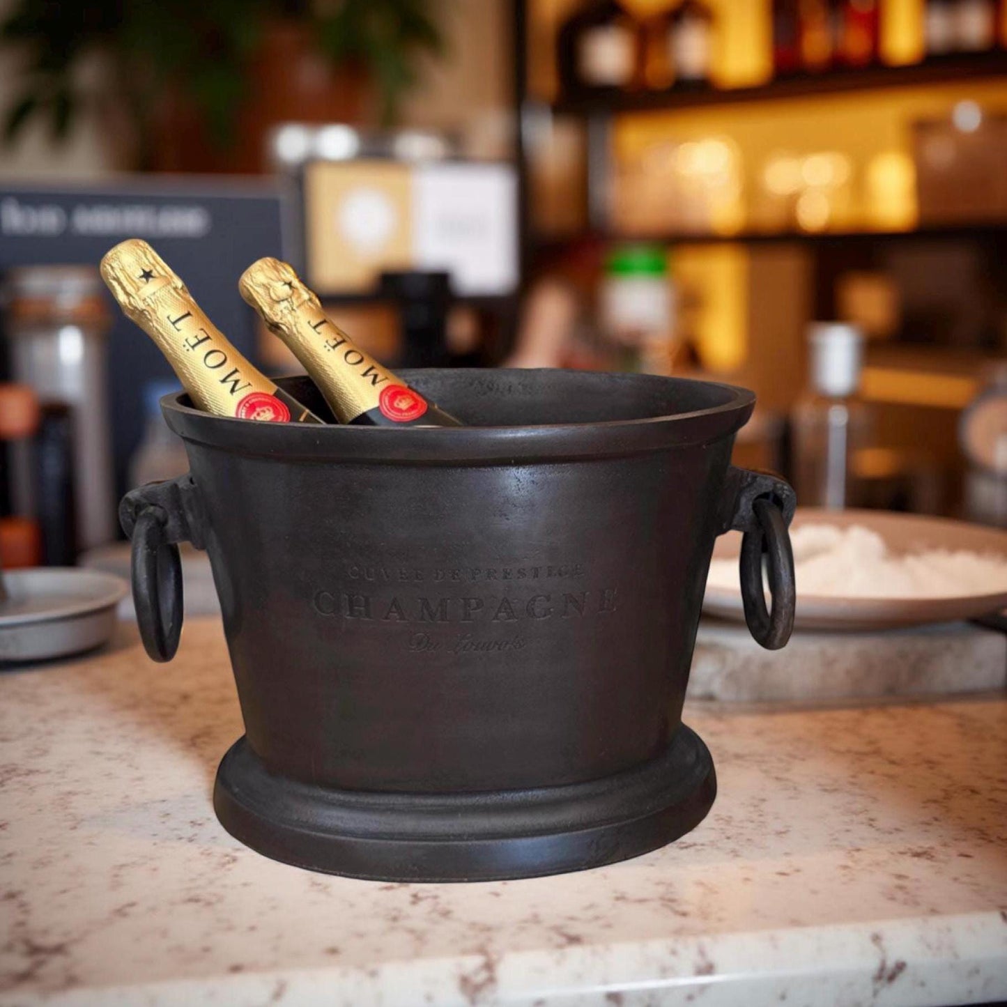 Black Copper ~ Great Gatsby ~ Solid Cast Engraved Champagne Ice Bucket | Wine Cooler