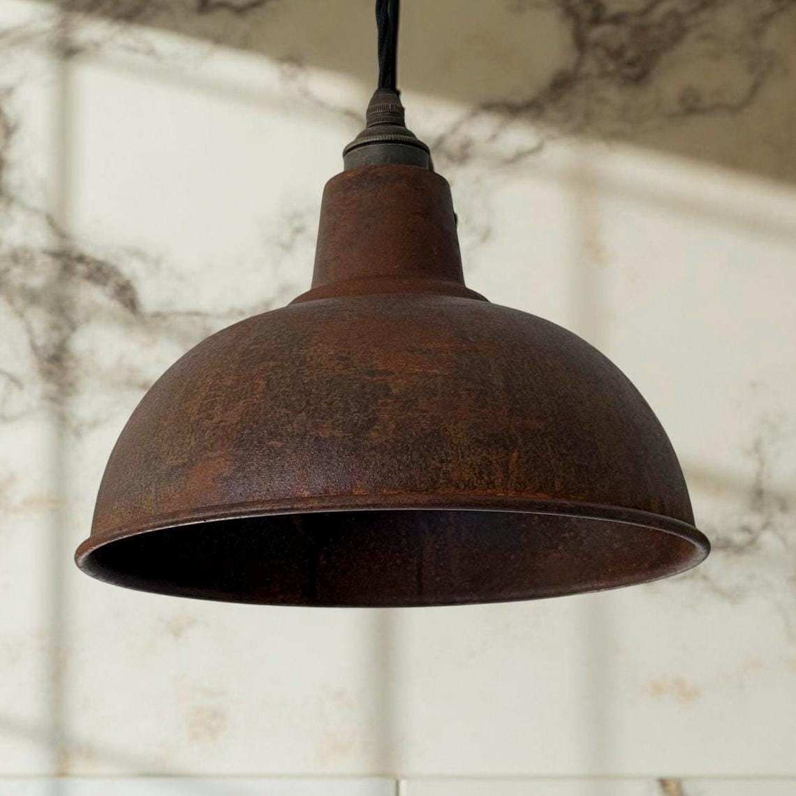 Salthouse - Rusted Solid Steel Lampshade Pendant Set Light - 10 Inch