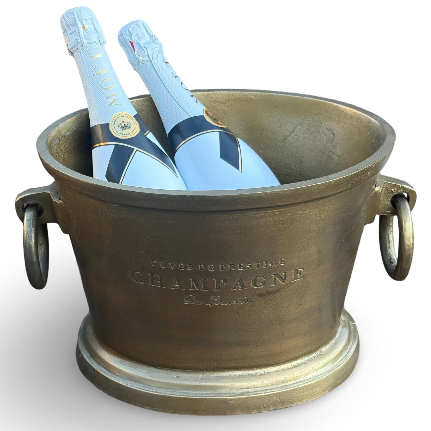 Antique Brass Great Gatsby ~ Solid Cast Engraved Champagne Ice Bucket | Wine Cooler