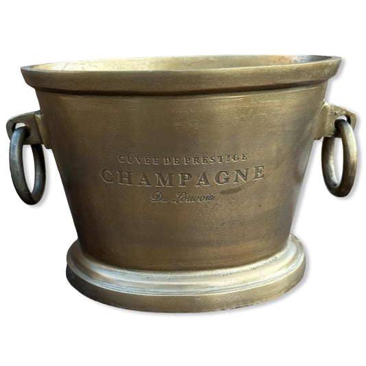 Antique Brass Great Gatsby ~ Solid Cast Engraved Champagne Ice Bucket | Wine Cooler