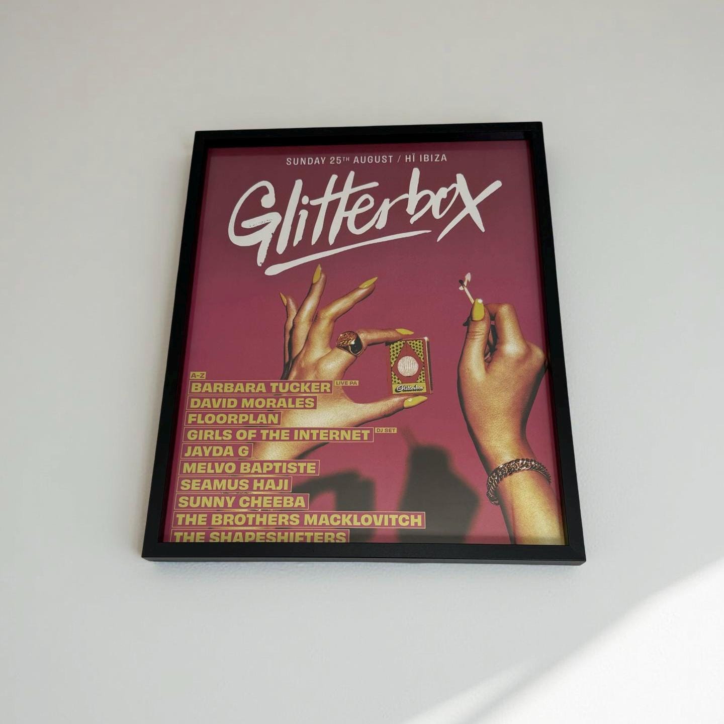 Glitterbox - Genuine Hi Ibiza Framed Dj Artwork | A3 Luxury Black Frame