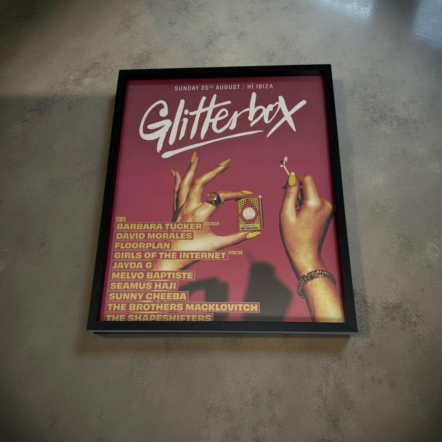 Glitterbox - Genuine Hi Ibiza Framed Dj Artwork | A3 Luxury Black Frame