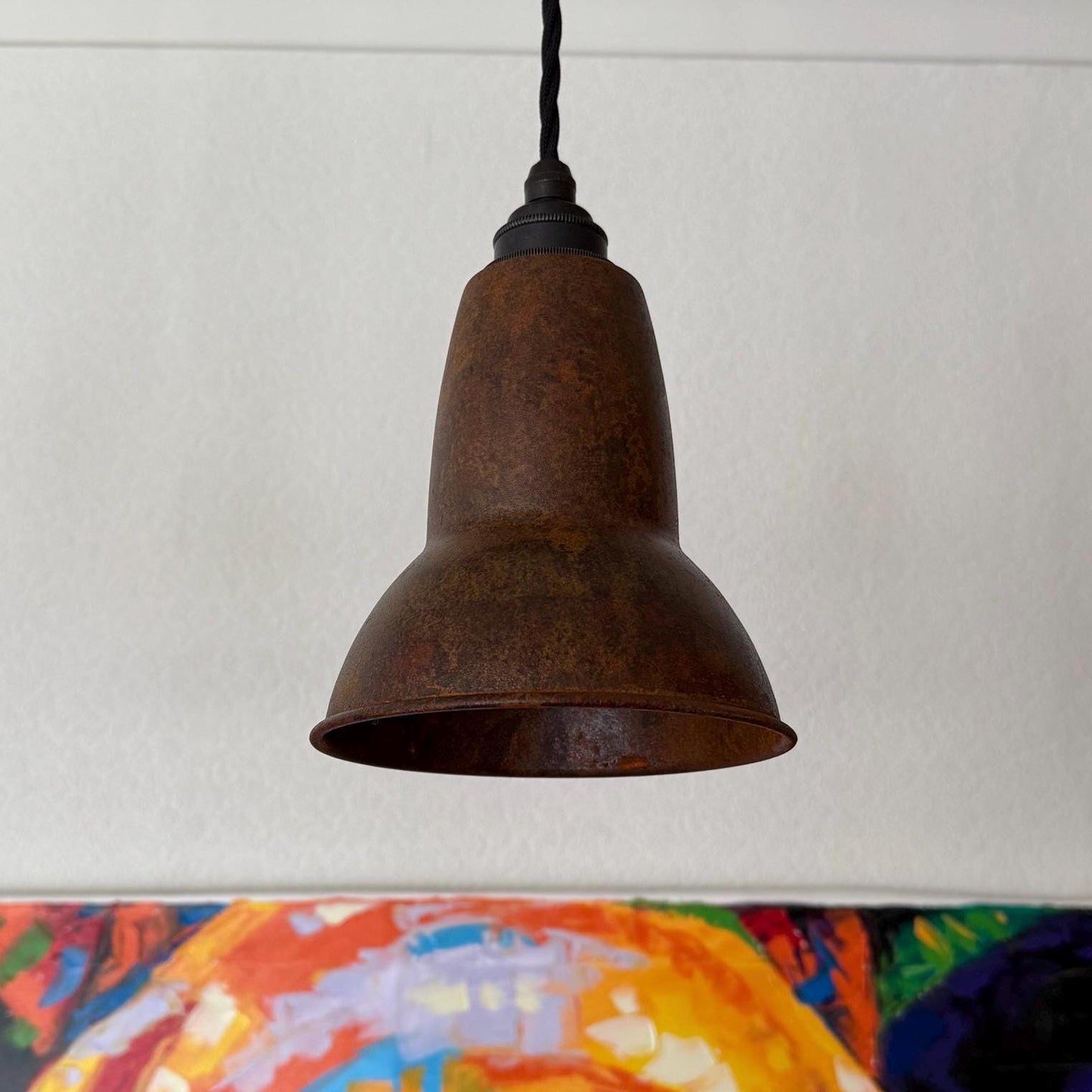 Alby ~ 3 x Rusted Lampshade Pendant Set Wooden Track Light | Dining Room | Kitchen Table