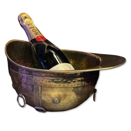 Polo Helmet Solid Antique Brass Champagne Ice Bucket | Wine Cooler