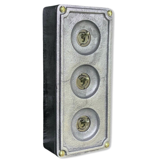 3 Gang 2 Way Solid Cast Metal Surface Mounting Conduit Light Switch Industrial - BS EN Approved Vintage Crabtree 1950’s Style