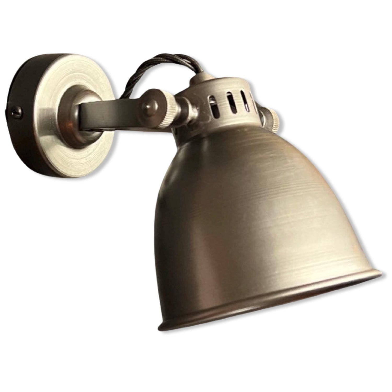 Colby ~ Solid Pewter Grey Steel Short Adjustable Arm Industrial Wall Light | Spot light | Bedroom Reading Table | Kitchen Table | Vintage