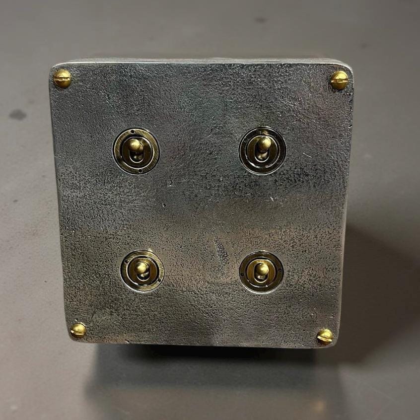 4 Gang 2 Way Solid Cast Metal Conduit Light Switch Industrial - BS EN Approved Vintage Crabtree 1950’s Style