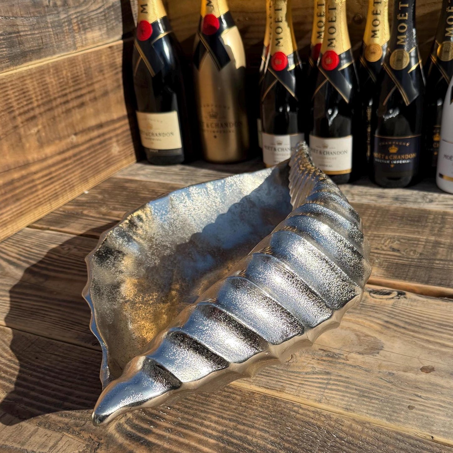 Clam Shell Solid Cast Champagne Ice Bucket - Wine Cooler - Fruit Bowl