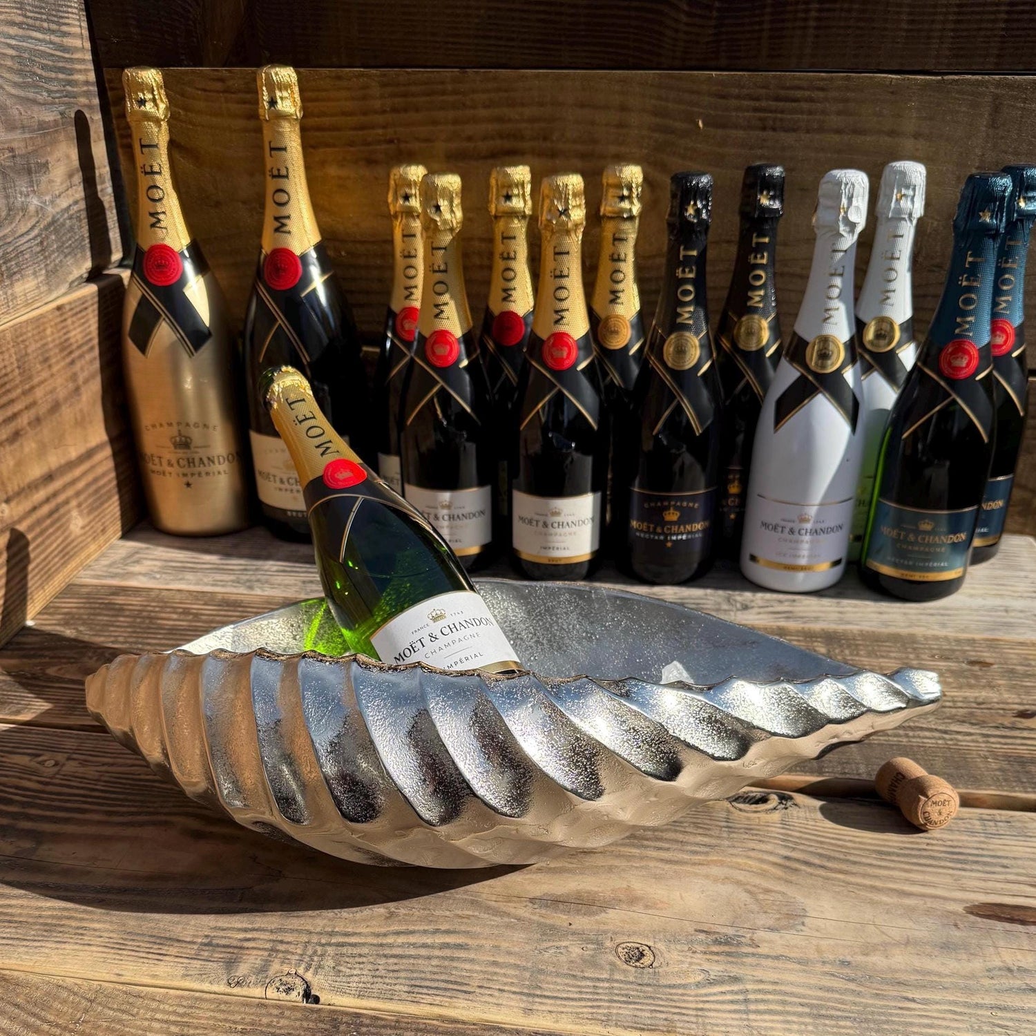 Clam Shell Solid Cast Champagne Ice Bucket - Wine Cooler - Fruit Bowl