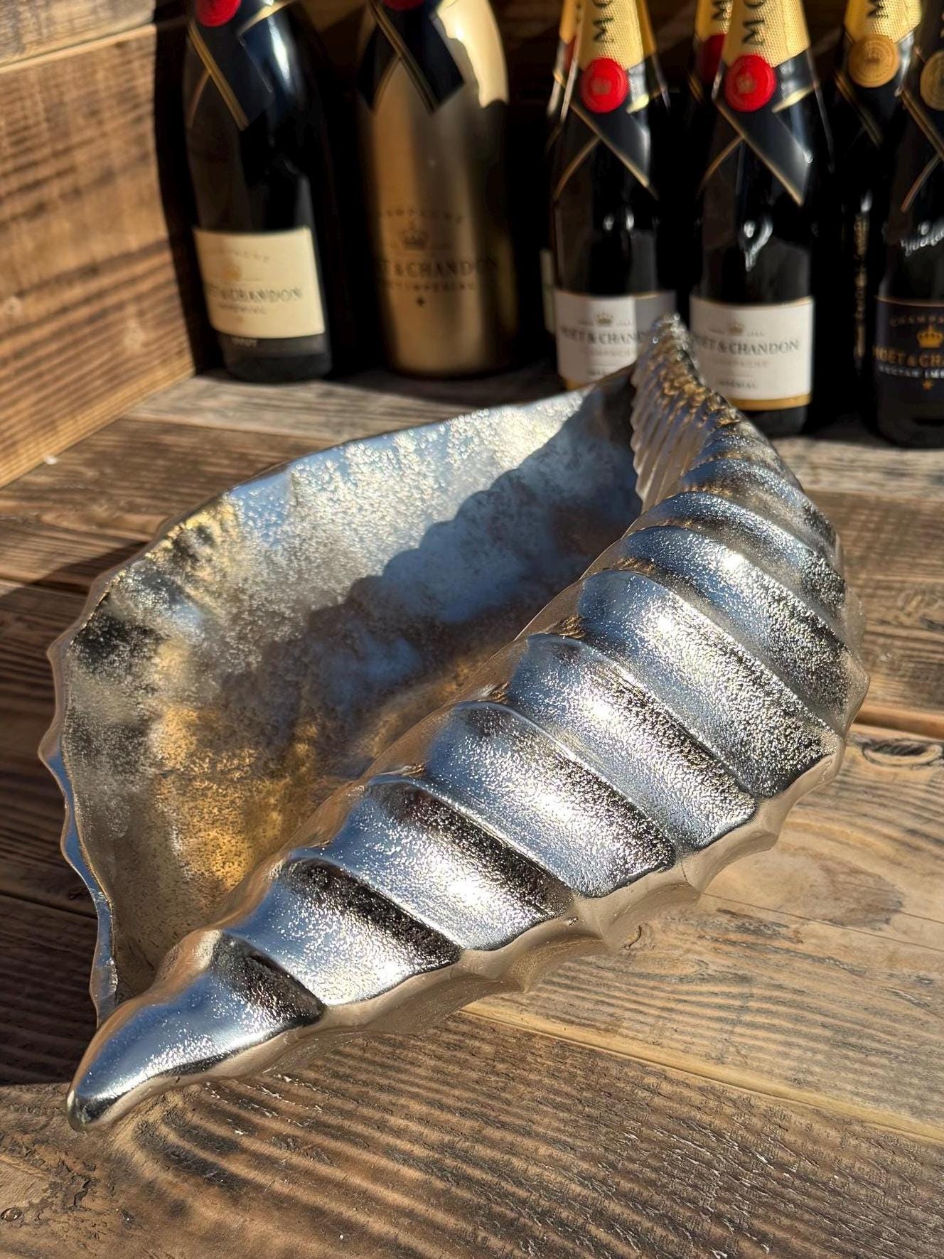 Clam Shell Solid Cast Champagne Ice Bucket - Wine Cooler - Fruit Bowl