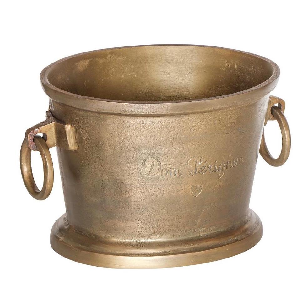 Dom Perignon Antique Brass Great Gatsby ~ Solid Cast Engraved Champagne Ice Bucket | Wine Cooler