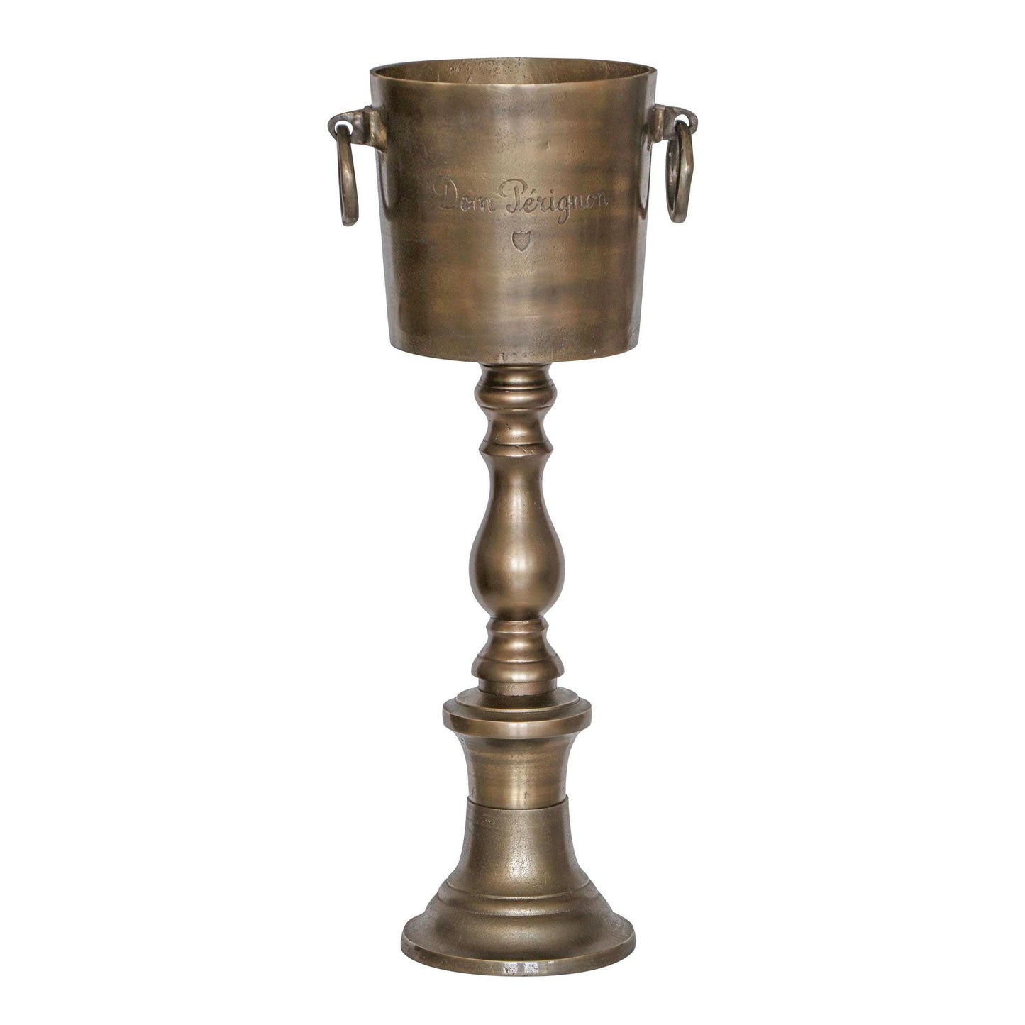 Dom Perignon Antique Brass ~ Solid Cast Engraved Champagne Floor Standing Ice Bucket | Wine Cooler