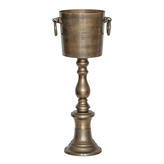 Dom Perignon Antique Brass ~ Solid Cast Engraved Champagne Floor Standing Ice Bucket | Wine Cooler