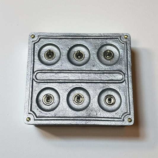 6 Gang 2 Way Solid Cast Metal Conduit Light Switch Industrial - BS EN Approved Vintage Crabtree 1950’s Style