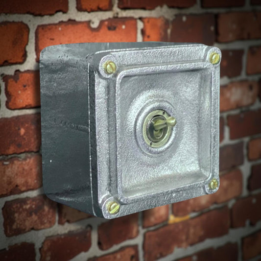 XL Single Gang Solid Cast Metal Conduit Light Switch Industrial 2 Way - BS EN Approved Vintage Crabtree 1950’s Style